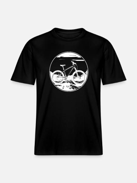 Mountain Biking Drawing - RELAXED FIT Unisex Organic T-Shirt - black
