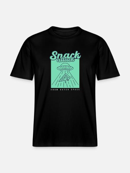 UFO Pizza Snack - RELAXED FIT Unisex Organic T-Shirt - Schwarz