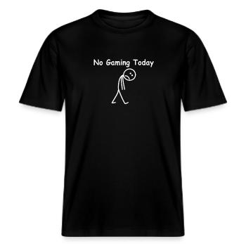 Heute kein Gaming – lustiger Gamer Zocker -  RELAXED FIT Unisex Organic T-Shirt - Schwarz - Vorne - Alina (178cm) & Michal (187cm)