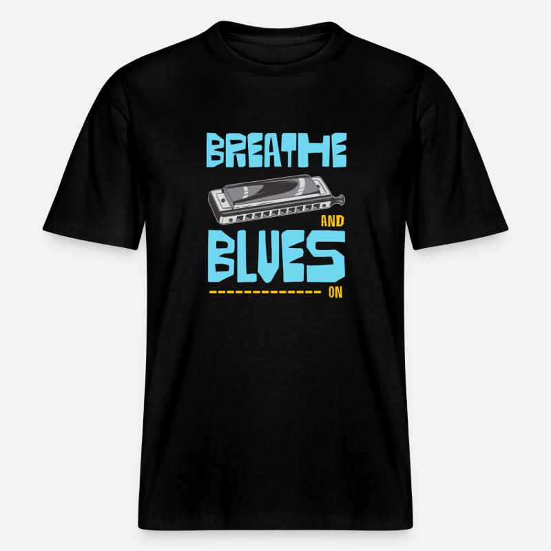 Blues à l’harmonica -  T-shirt unisexe RELAXED FIT en coton bio - noir