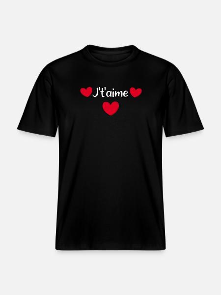 Saint-Valentin cœur rouge, st.valentin - T-shirt unisexe RELAXED FIT en coton bio - noir