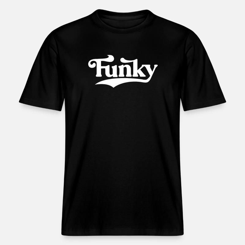 Funky Retro Script Logo -  RELAXED FIT Unisex Organic T-Shirt - Schwarz