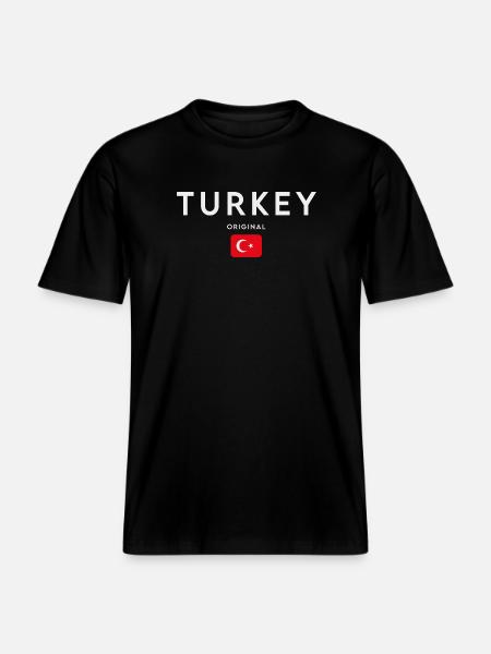 Flag of Turkey, Turkish Pride -  RELAXED FIT Unisex Organic T-Shirt - black