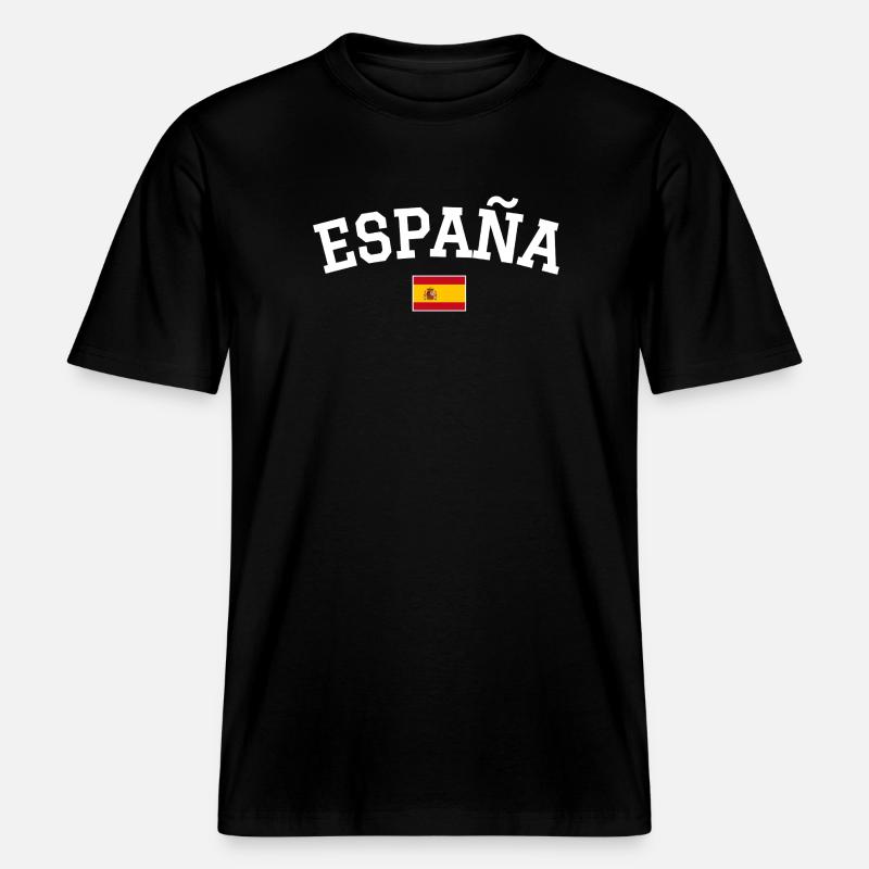 Drapeau espagnol Dessin blanc -  T-shirt unisexe RELAXED FIT en coton bio - noir
