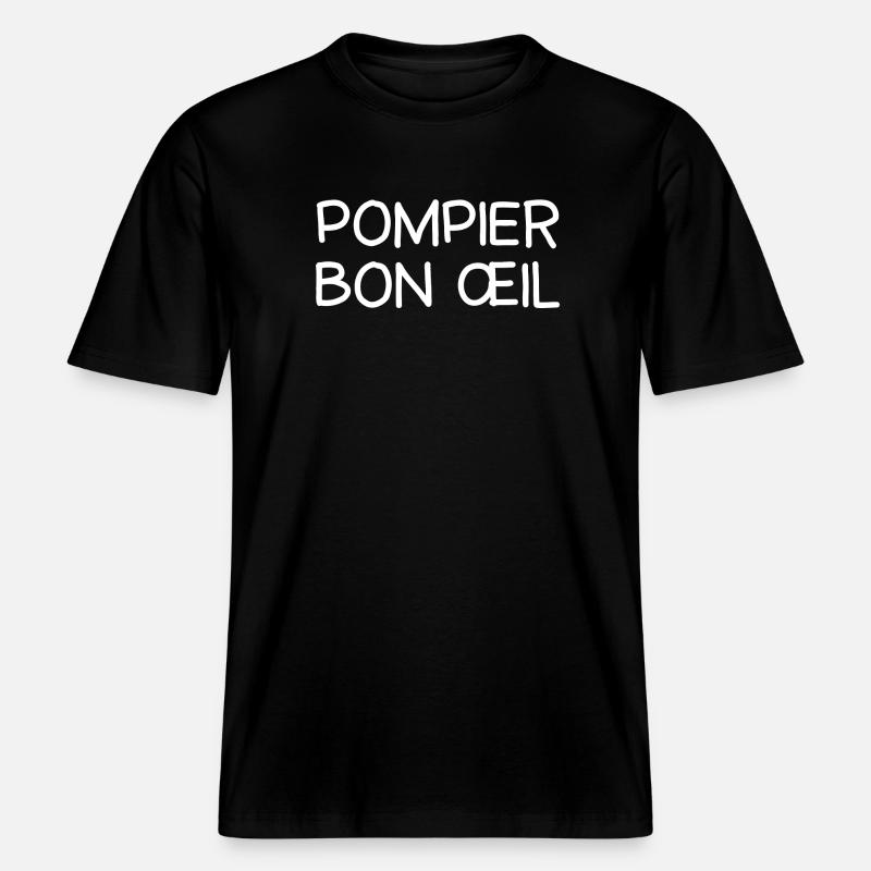 pompier, caserne de pompier, incendie -  T-shirt unisexe RELAXED FIT en coton bio - noir