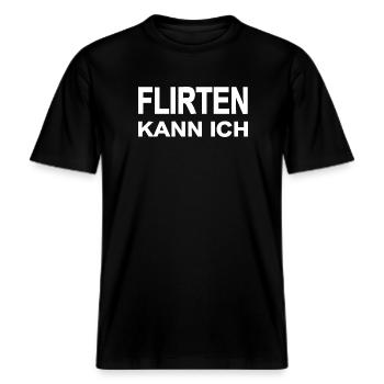 Flirten -  RELAXED FIT Unisex Organic T-Shirt - Schwarz - Vorne - Alina (178cm) & Michal (187cm)