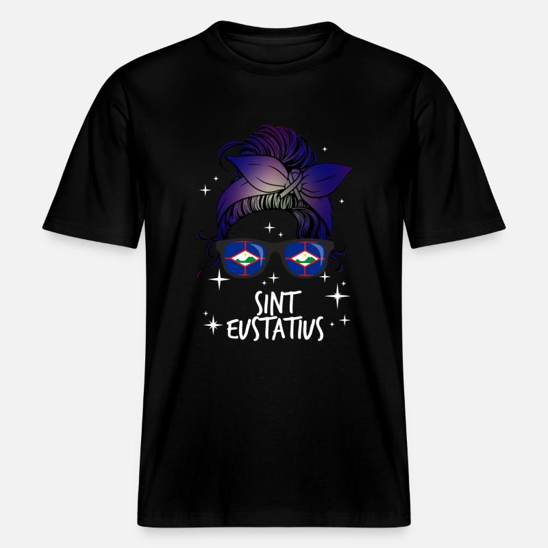 Sint Eustatius -  T-shirt unisexe RELAXED FIT en coton bio - noir