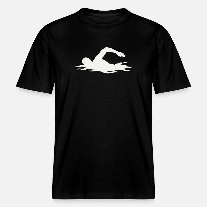 Silhouette de nageurs dans l’eau - T-shirt unisexe RELAXED FIT en coton bio - noir