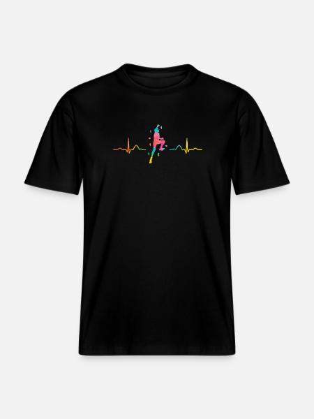 Boulderer heartbeat Bouldering Bouldering -  RELAXED FIT Unisex Organic T-Shirt - black