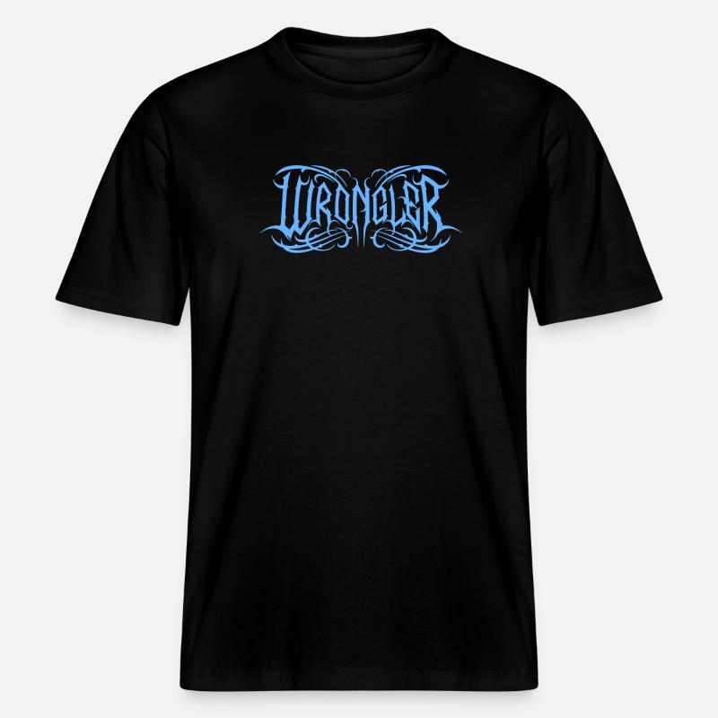 Logo Wrongler bleu -  T-shirt unisexe RELAXED FIT en coton bio - noir