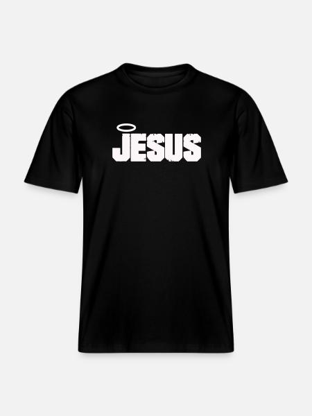 Jesus lettering with halo -  RELAXED FIT Unisex Organic T-Shirt - black