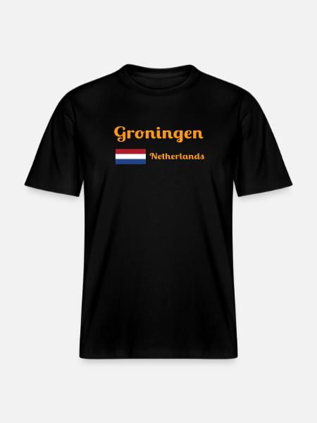 Groningen Netherlands - Stylish prints -  RELAXED FIT Unisex Organic T-Shirt - black