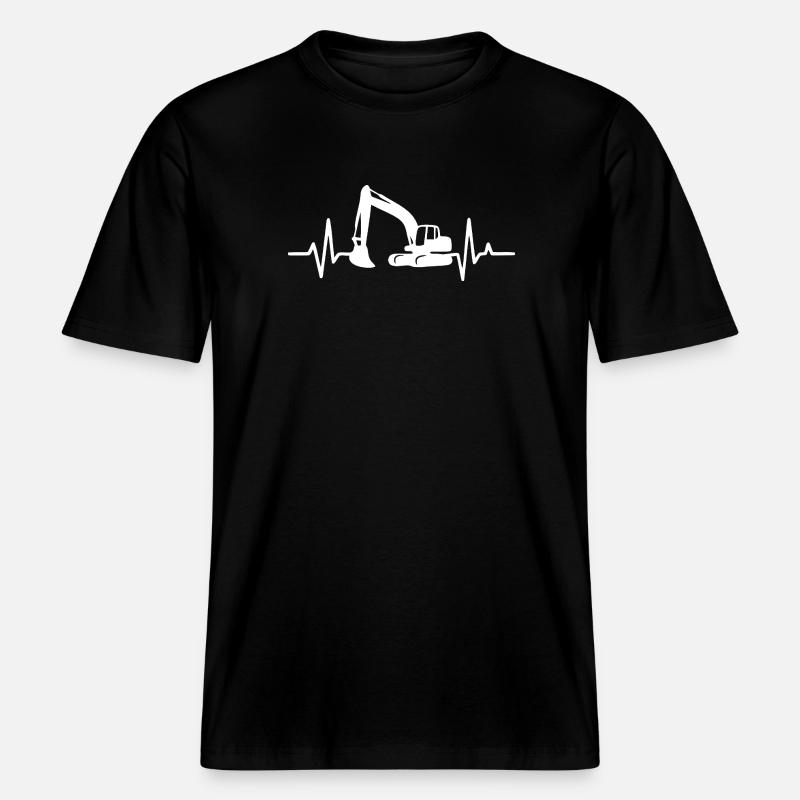 Construction Excavator Silhouette Design -  RELAXED FIT Unisex Organic T-Shirt - black