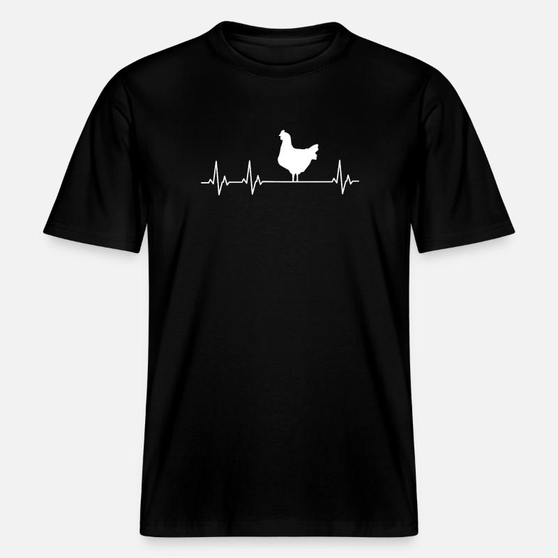 Fans de poulets - - Coq - Poussins -  T-shirt unisexe RELAXED FIT en coton bio - noir