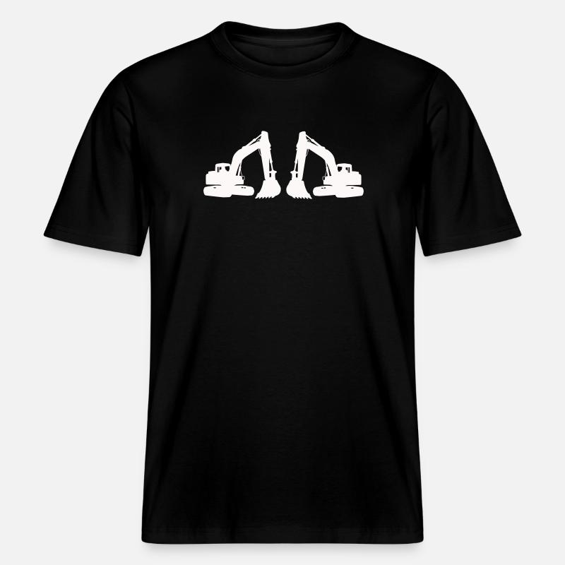 Double Excavator Silhouette -  RELAXED FIT Unisex Organic T-Shirt - black
