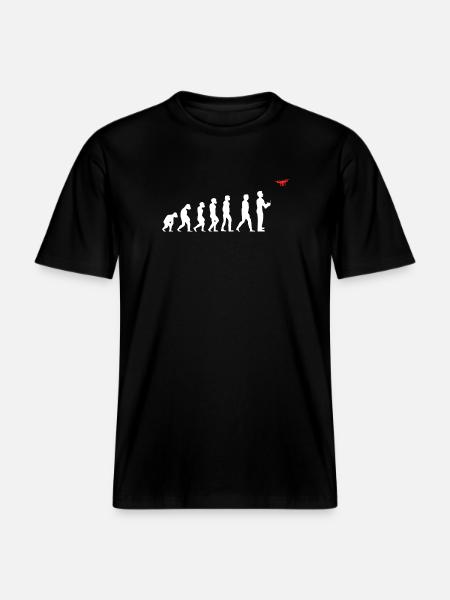 Evolution of Man Drone Pilot - RELAXED FIT Unisex Organic T-Shirt - black
