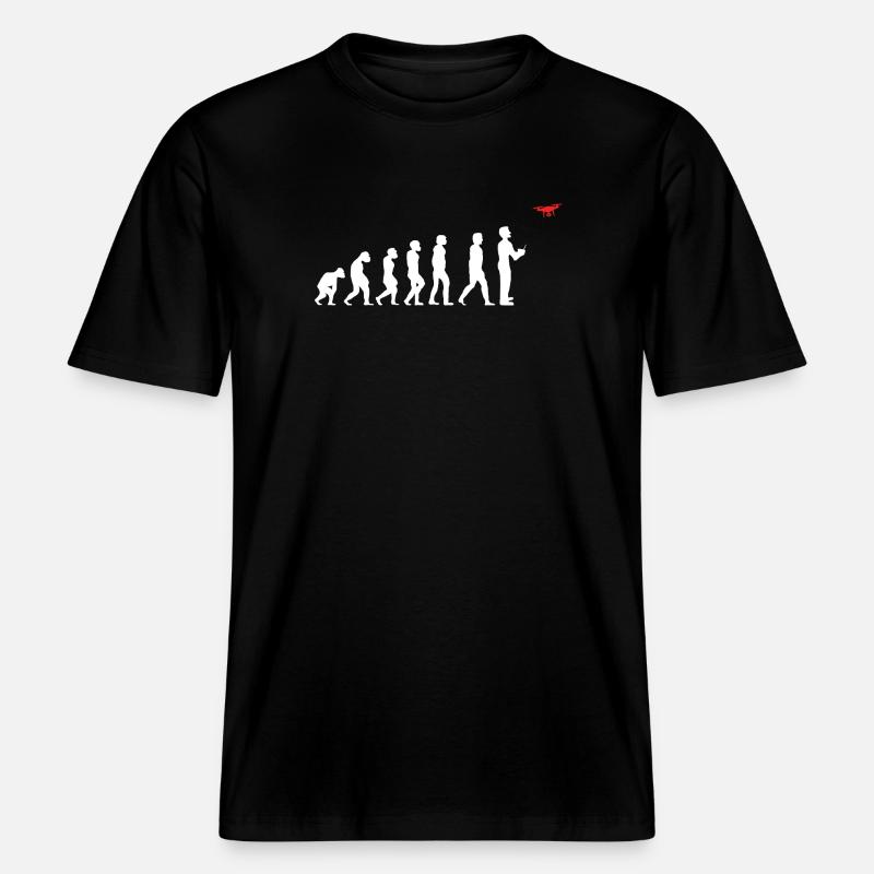Evolution Drone Retro Heartbeat -  RELAXED FIT Unisex Organic T-Shirt - black
