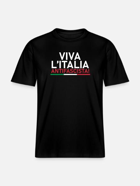 t-shirt viva l italia antifascista antifascismo -  Maglietta ecologica Unisex RELAXED FIT - nero