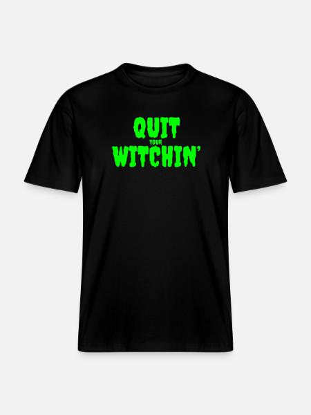 Spooky Green Witching Quit Design - RELAXED FIT Unisex Organic T-Shirt - black