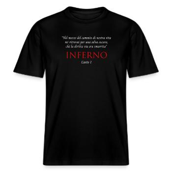 Inferno Canto I Divine Comedy Nel mezzo del cammin -  T-shirt unisexe RELAXED FIT en coton bio - noir - Devant - Alina (178cm) & Michal (187cm)