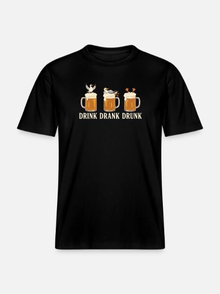 Drink Drank Drunk Beer Seagulls Beach - RELAXED FIT Unisex Organic T-Shirt - black