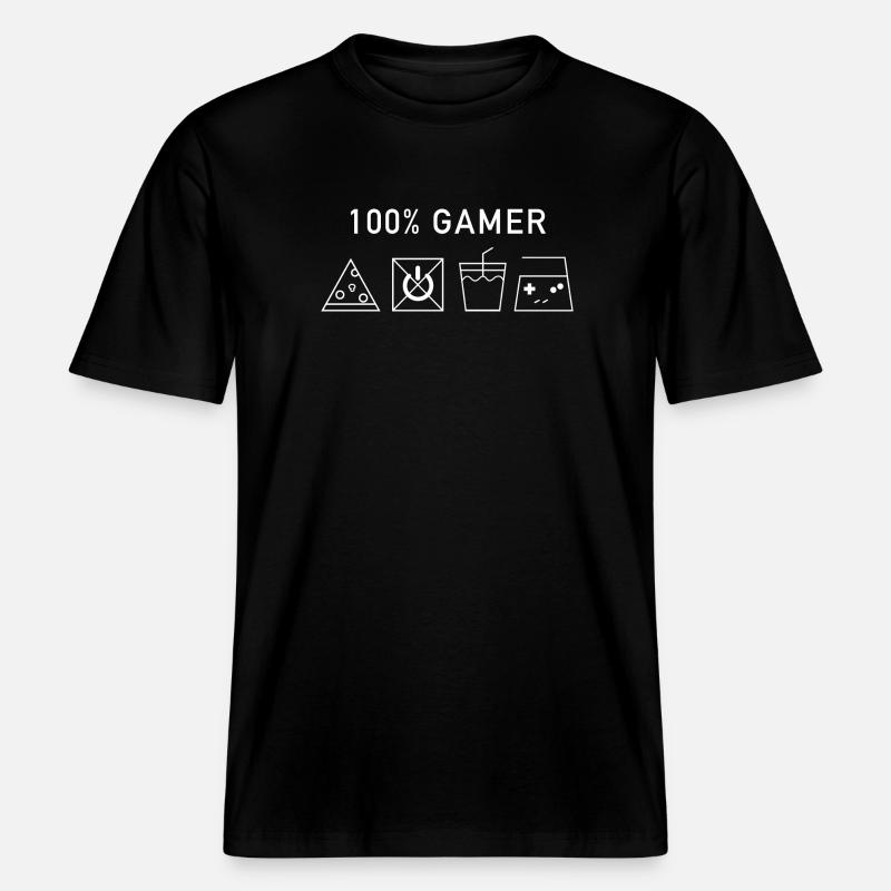 100% Gamer (Version Blanche) -  T-shirt unisexe RELAXED FIT en coton bio - noir