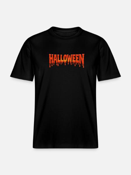 Dripping Halloween Font in Blood Orange -  RELAXED FIT Unisex Organic T-Shirt - black