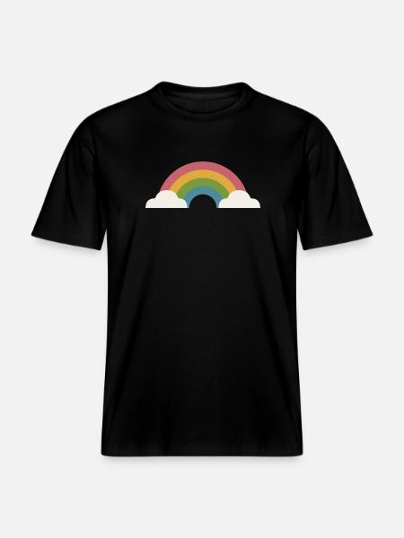 Rainbow and clouds - RELAXED FIT Unisex Organic T-Shirt - black