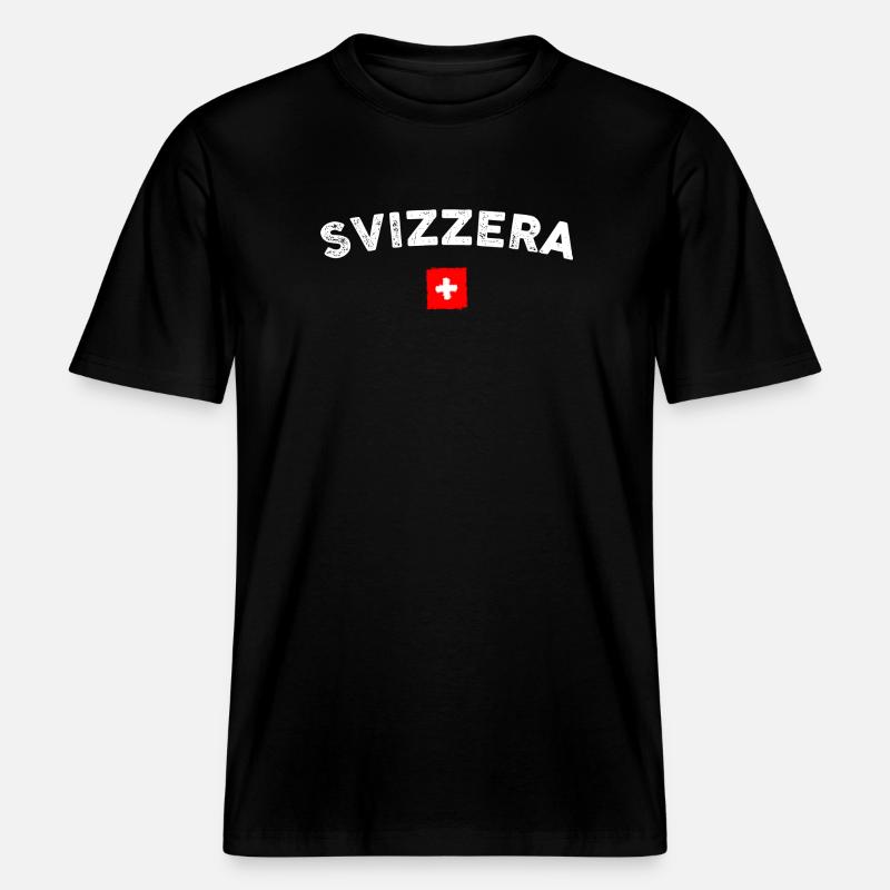 Drapeau de l’emblème de l’arc Svizzera -  T-shirt unisexe RELAXED FIT en coton bio - noir