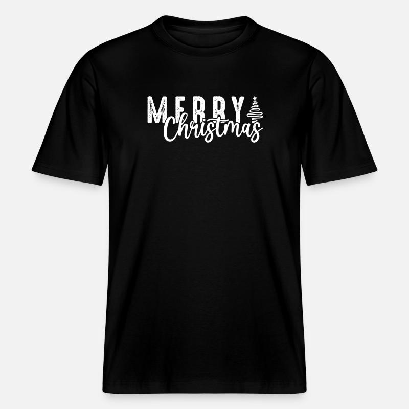 Frohe Weihnachten Skript Overlay - RELAXED FIT Unisex Organic T-Shirt - Schwarz