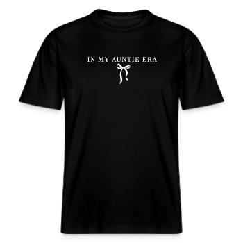 In meiner Tante-Ära ästhetische Fliege, Tante-Liebhaber Spaß -  RELAXED FIT Unisex Organic T-Shirt - Schwarz - Vorne - Alina (178cm) & Michal (187cm)