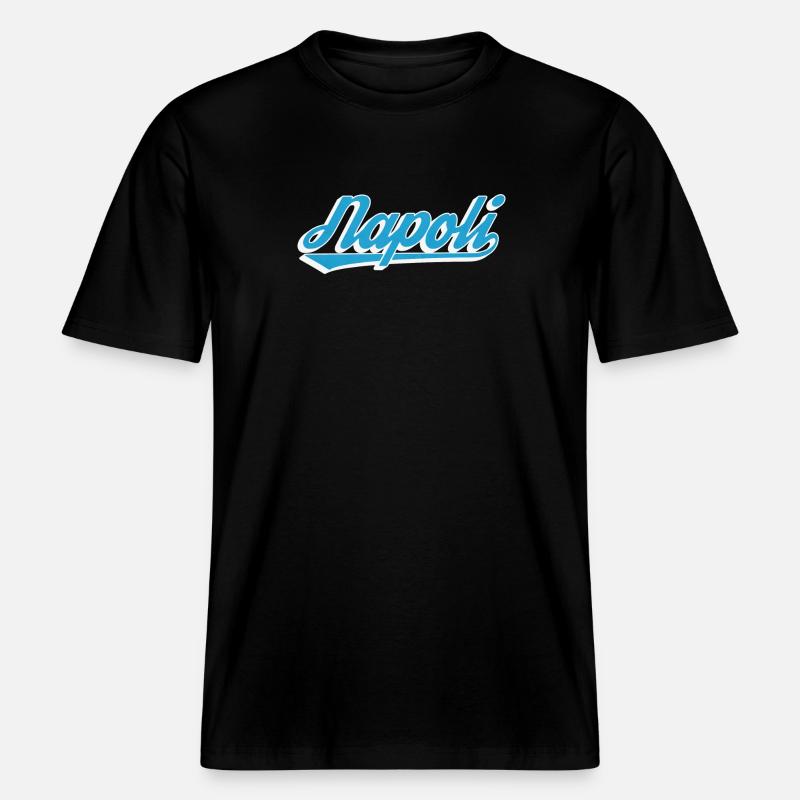Napoli Rétro Script Blue -  T-shirt unisexe RELAXED FIT en coton bio - noir
