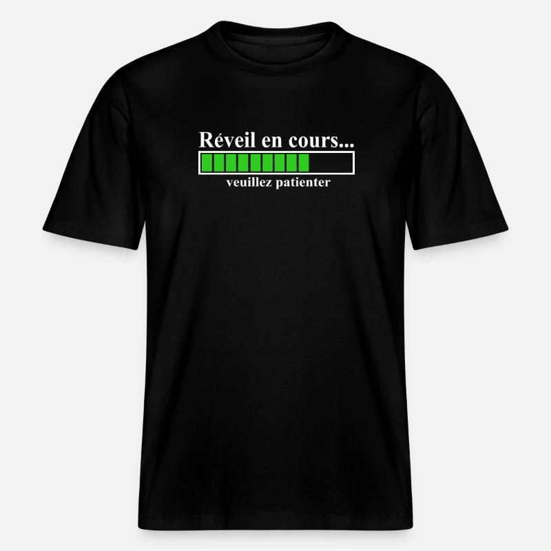 Charging Display Alarm Clock in Progress - RELAXED FIT Unisex Organic T-Shirt - black