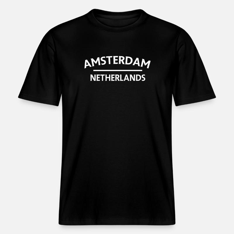 Textdesign Amsterdam – Pays-Bas -  T-shirt unisexe RELAXED FIT en coton bio - noir