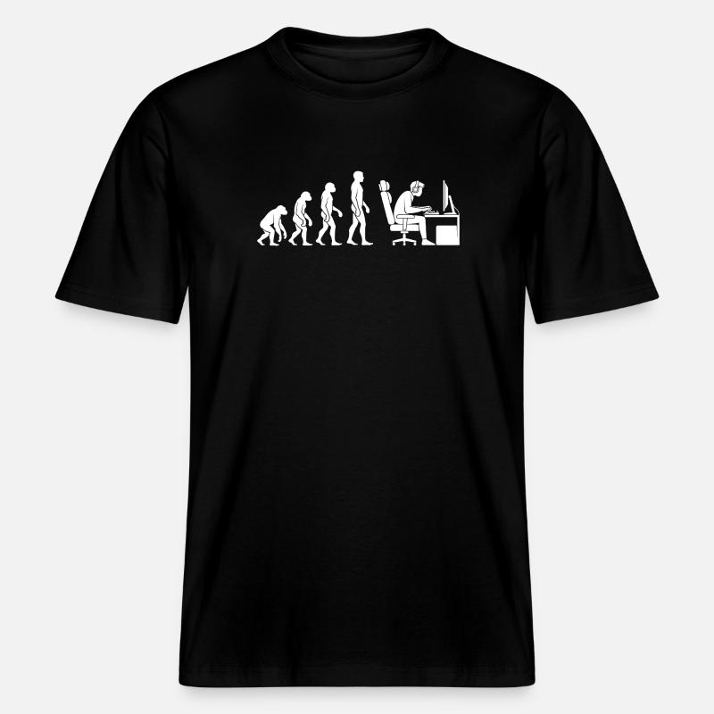 Evolution endet am Schreibtisch -  RELAXED FIT Unisex Organic T-Shirt - Schwarz