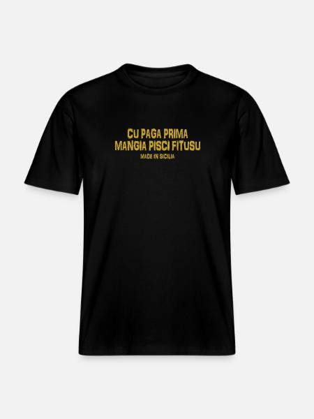 Trinacria maglietta Sicilia proverbio siciliano - Maglietta ecologica Unisex RELAXED FIT - nero