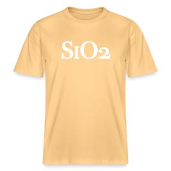SiO2 - Quartz Chemical Formula Silicon Dioxide -  RELAXED FIT Unisex Organic T-Shirt - washed yellow - Front - Alina (178cm) & Michal (187cm)