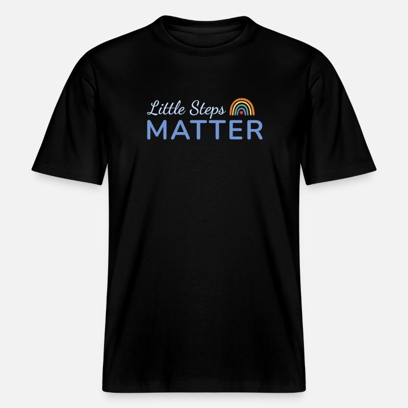 Les petits pas comptent, bleu arc-en-ciel -  T-shirt unisexe RELAXED FIT en coton bio - noir