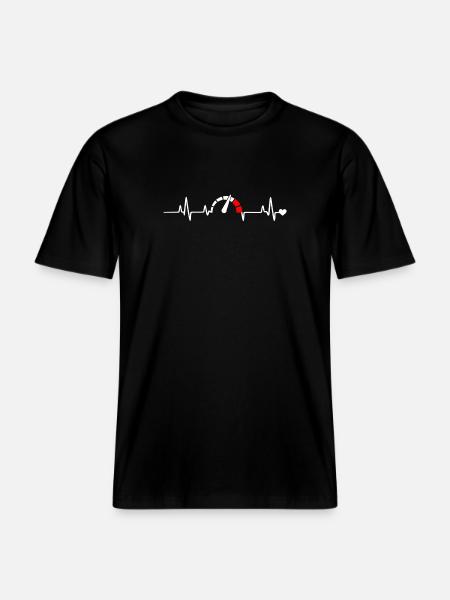 Heartbeat with rev counter - RELAXED FIT Unisex Organic T-Shirt - black