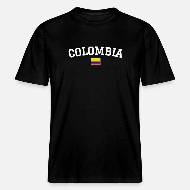 Drapeau de la Colombie Blanc -  T-shirt unisexe RELAXED FIT en coton bio - noir