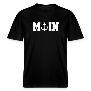Anker-Logo Nautik -  RELAXED FIT Unisex Organic T-Shirt - Schwarz - Vorne - Alina (178cm) & Michal (187cm)