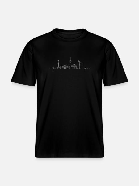 City Skyline Line Art -  RELAXED FIT Unisex Organic T-Shirt - black