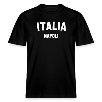 NAPOLI Italia Naples Italie -  T-shirt unisexe RELAXED FIT en coton bio - noir - Devant - Alina (178cm) & Michal (187cm)