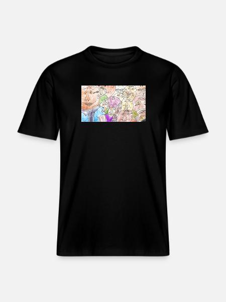 Gesichtermeer Collage: Bunte Vielfalt -  RELAXED FIT Unisex Organic T-Shirt - Schwarz