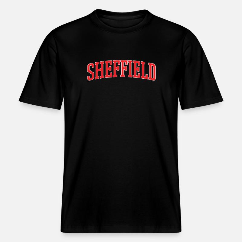 Lettrage rétro Varsity de Sheffield - T-shirt unisexe RELAXED FIT en coton bio - noir
