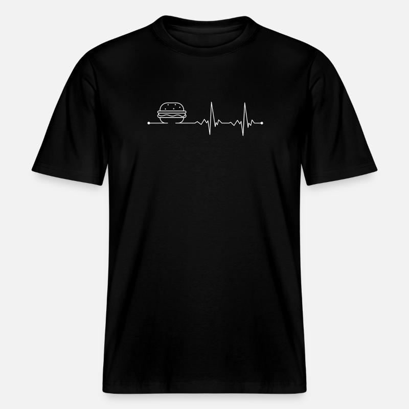 Illustration de lignes Burger Pulse -  T-shirt unisexe RELAXED FIT en coton bio - noir