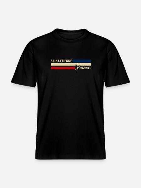 France - Saint-Etienne - France - Flag -  RELAXED FIT Unisex Organic T-Shirt - black