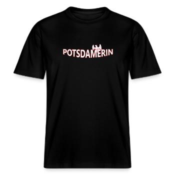 Potsdamer -  RELAXED FIT Unisex Organic T-Shirt - black - Front - Alina (178cm) & Michal (187cm)