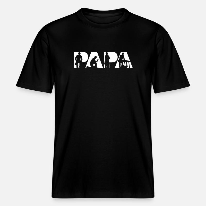 Silhouette de menuisier Papa Carpenter - T-shirt unisexe RELAXED FIT en coton bio - noir
