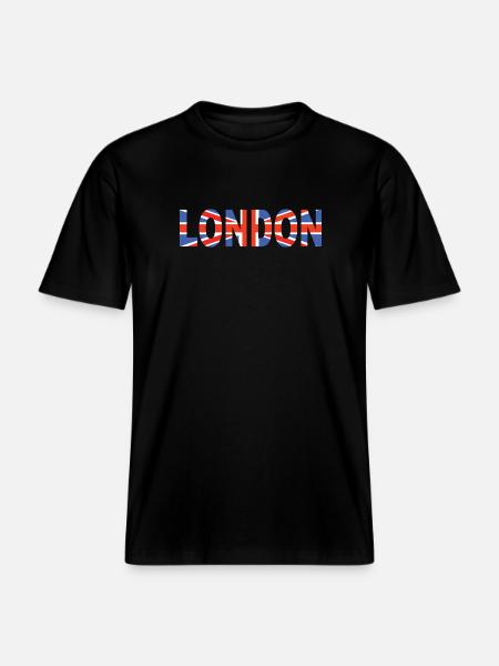 Londres couché avec drapeau - T-shirt unisexe RELAXED FIT en coton bio - noir
